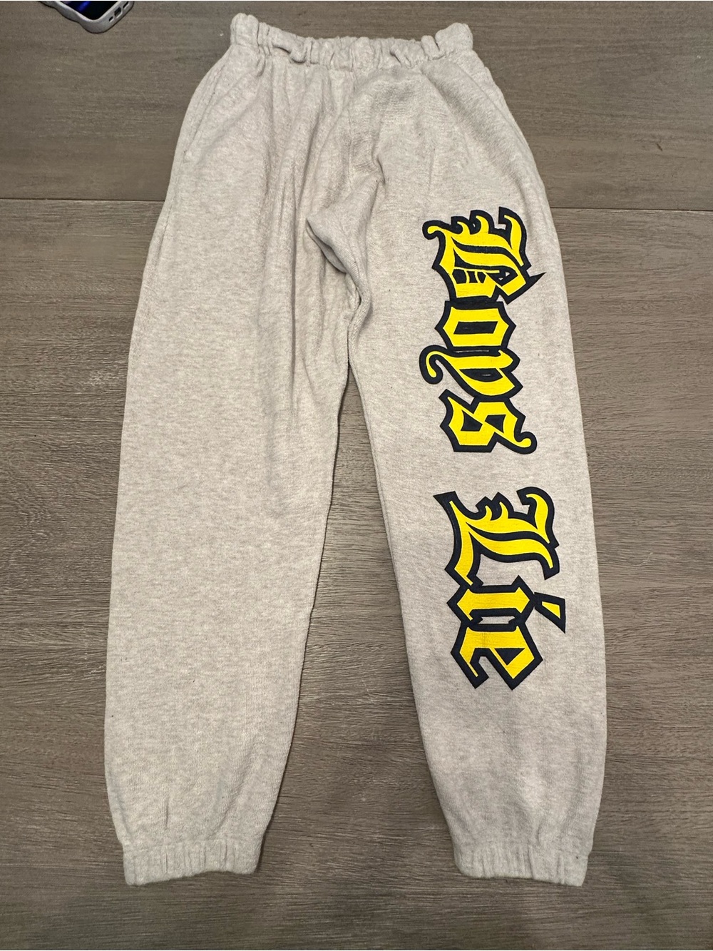 Boys Lie Gray Sweatpants with Yellow Script Logo